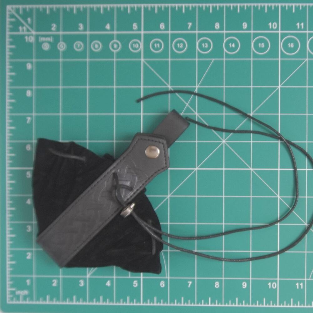 Celtic Viking Black Wrap Belt & Drawstring Pouch Ren Faire LARP Cosplay - Picture 12 of 14